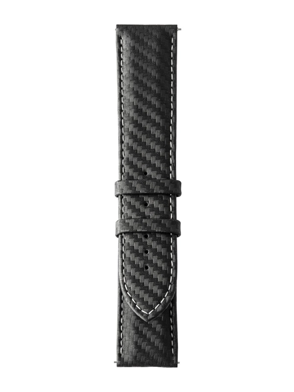 Produit Bracelet HD7 cuir véritable noir frappé carbone piqûre blanche Image