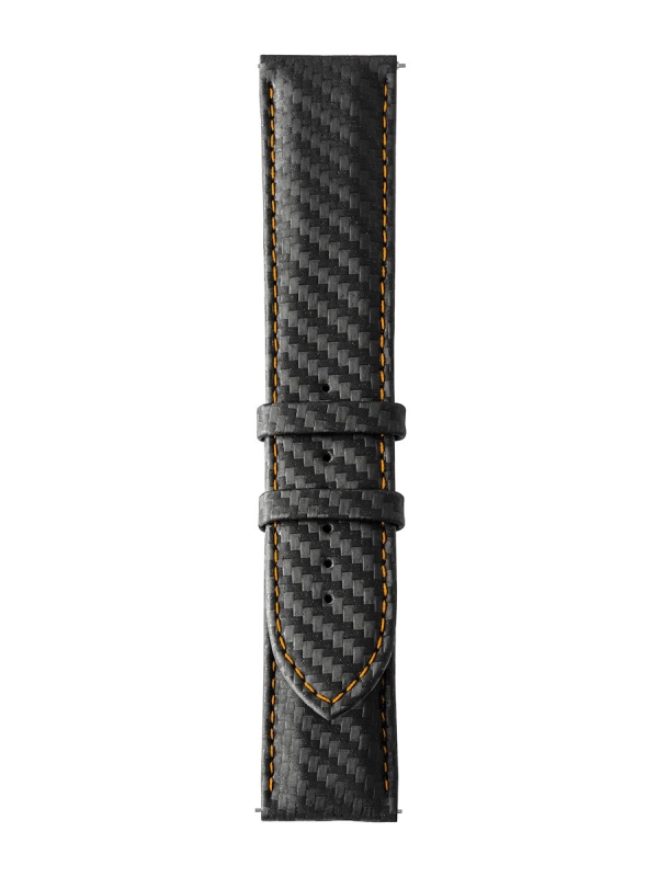 Produit Bracelet HD7 cuir véritable noir frappé carbone piqûre orange Image